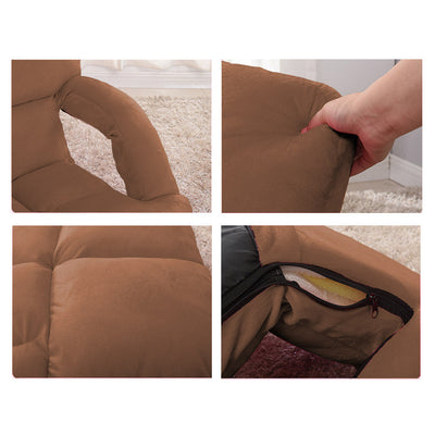 SOGA 4X Foldable Lounge Cushion Adjustable Floor Lazy Recliner Chair with Armrest Coffee