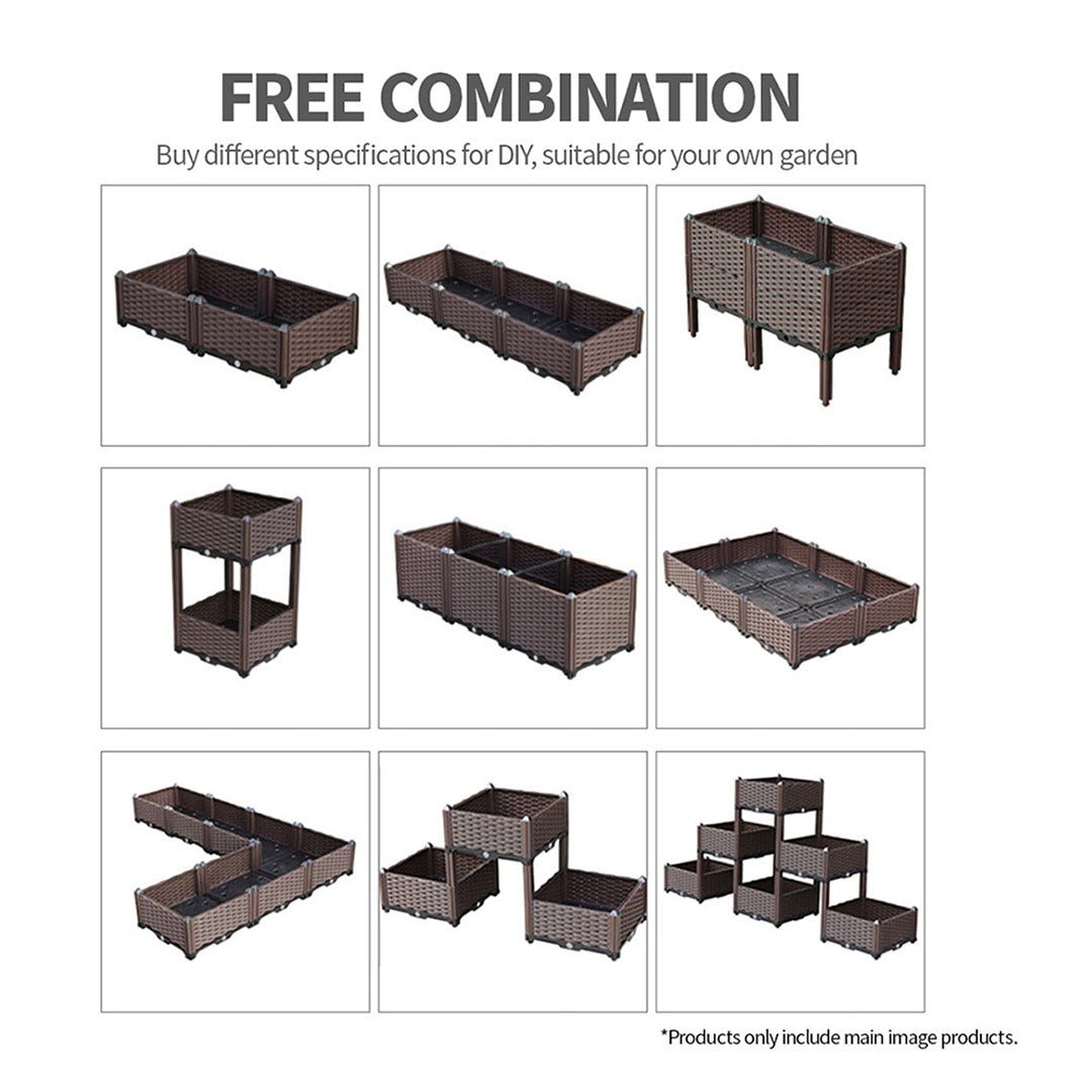 SOGA 2X 80cm Raised Planter Box Vegetable Herb Flower Outdoor Plastic Plants Garden Bed with Legs Deepen