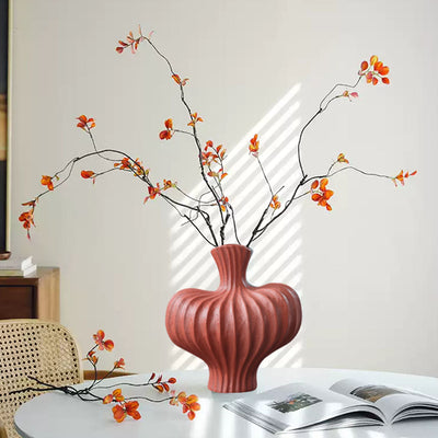 SOGA 2X 25X24cm Ornament Matte Red Small Vases Countertop Decoration Accessories Porch Crafts Home Decor