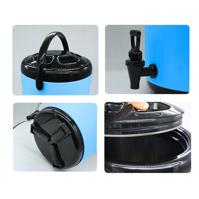 SOGA 4X 10L Stainless Steel Insulated Milk Tea Barrel Hot and Cold Beverage Dispenser Container with Faucet Blue