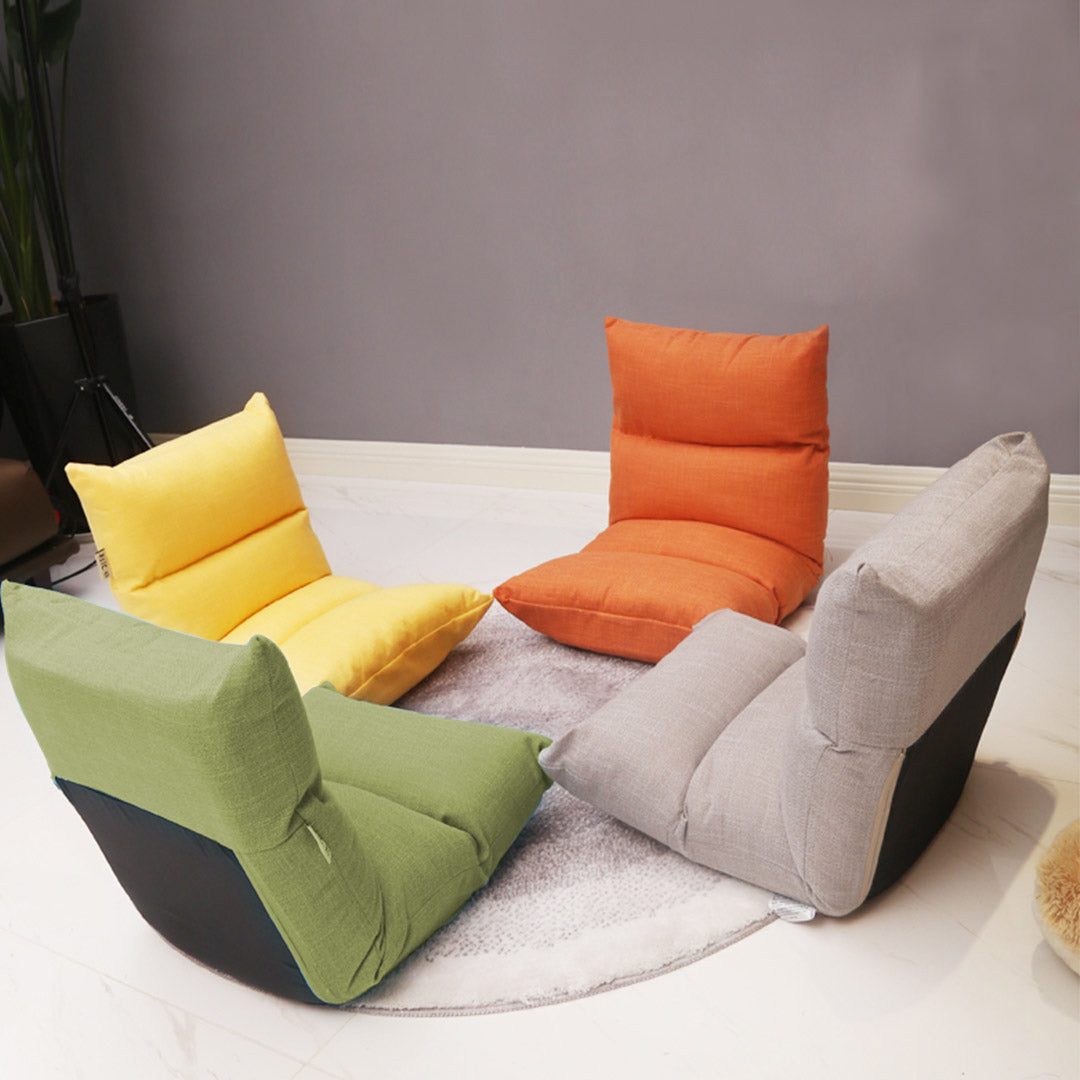 SOGA 2X Lounge Floor Recliner Adjustable Lazy Sofa Bed Folding Game Chair Yellow Green