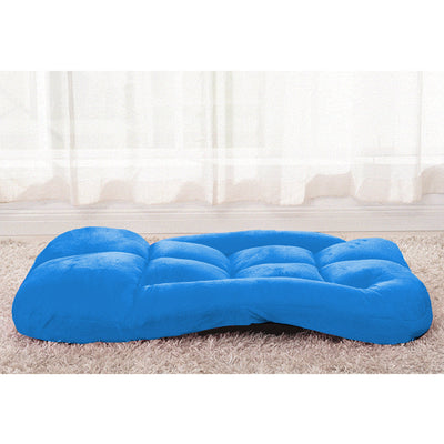 SOGA 2X Foldable Lounge Cushion Adjustable Floor Lazy Recliner Chair with Armrest Blue