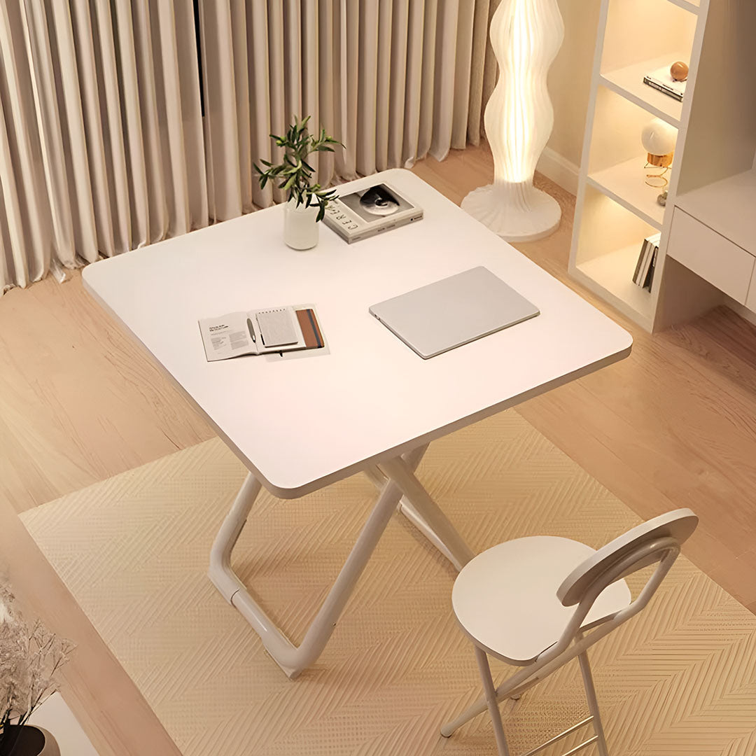 SOGA 2X 80cm White Square Table with White Legs Modern Minimalist Design for Home Decor