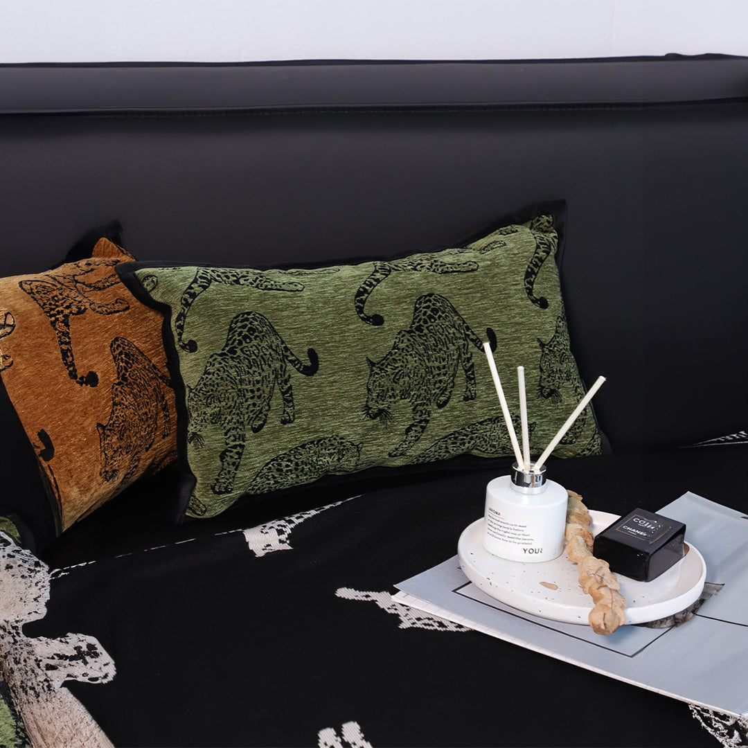 SOGA 2X 30cm Throw Pillow Green Leopard Lumbar Decorative Cushion for Living Room Home Decor