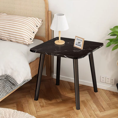 SOGA 2X 40cm Black Ceramic Table Stone Pattern Compact Modern Design with Black Metal Legs