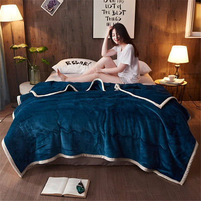 SOGA 2X Navy Blue Throw Blanket Warm Cozy Double Sided Thick Flannel Coverlet Fleece Bed Sofa Comforter