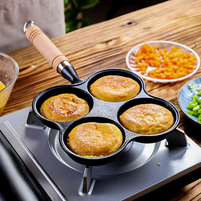 SOGA 4 Mold Multi-Portion Cast Iron Breakfast Fried Egg Pancake Omelet Fry Pan