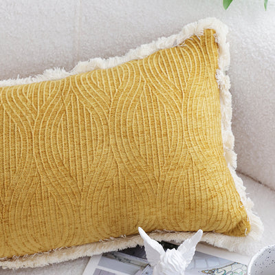 SOGA 2X 35cm Throw Pillow Turmeric Yellow Aesthetic Chenille Texture for Home Decor
