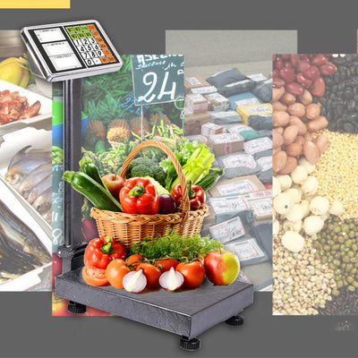 SOGA 4X 300kg Electronic Digital Platform Scale Computing Shop Postal Weight Black