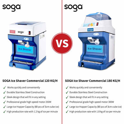 SOGA Ice Shaver Commercial Electric Stainless Steel Ice Crusher Slicer Machine 120kg/h