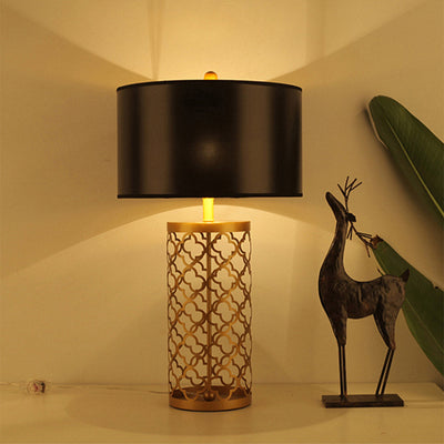 SOGA 2X Golden Hollowed Out Base Table Lamp with Dark Shade