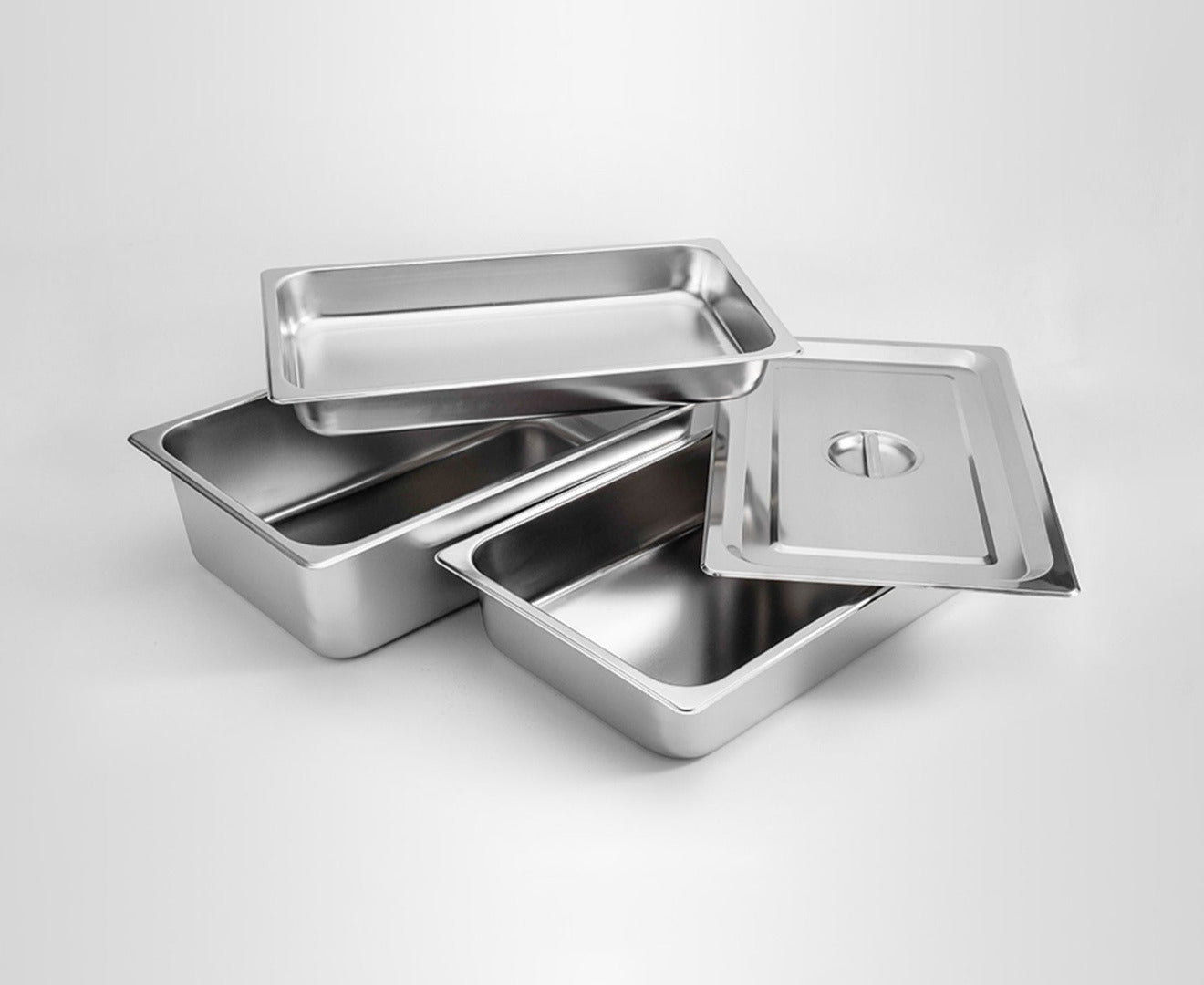 SOGA 2X Gastronorm GN Pan Full Size 1/1 GN Pan 15cm Deep Stainless Steel Tray With Lid