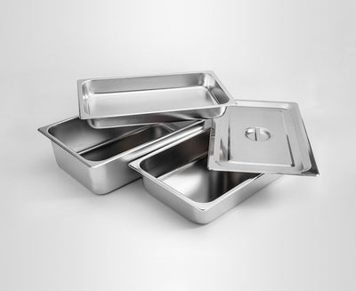 SOGA 2X Gastronorm GN Pan Full Size 1/1 GN Pan 15cm Deep Stainless Steel Tray With Lid