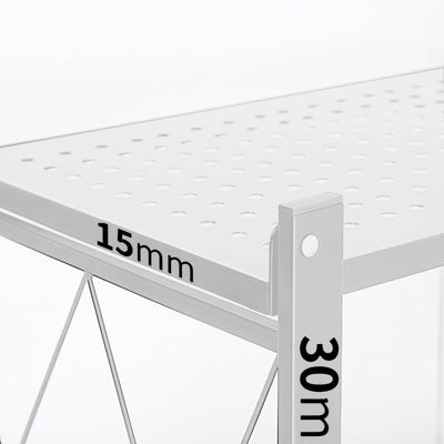 SOGA 2X 4 Tier Steel White Foldable Kitchen Cart Multi-Functional Shelves Storage Organizer with Wheels