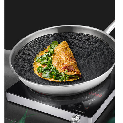 SOGA 2X 18/10 Stainless Steel Fry Pan 30cm Frying Pan Top Grade Cooking Non Stick Interior Skillet with Lid