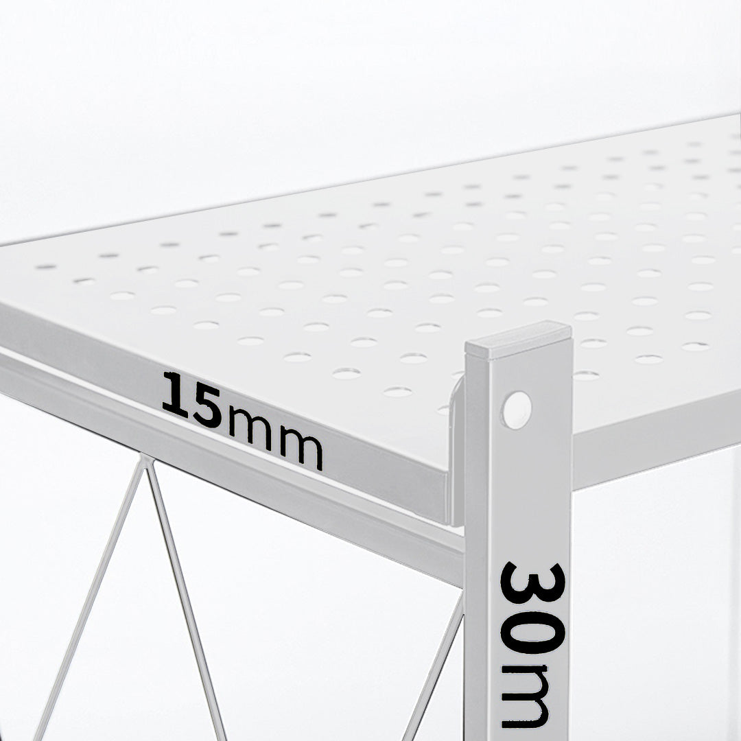 SOGA 4 Tier Steel White Foldable Kitchen Cart Multi-Functional Shelves Storage Organizer with Wheels