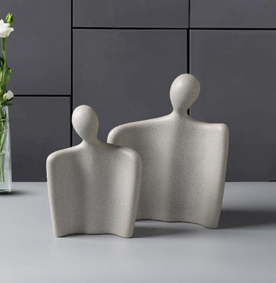 SOGA Ornament Set of 2 Abstract Human Figurine Sculptures Minimalist Modern Art Statues for Home Décor
