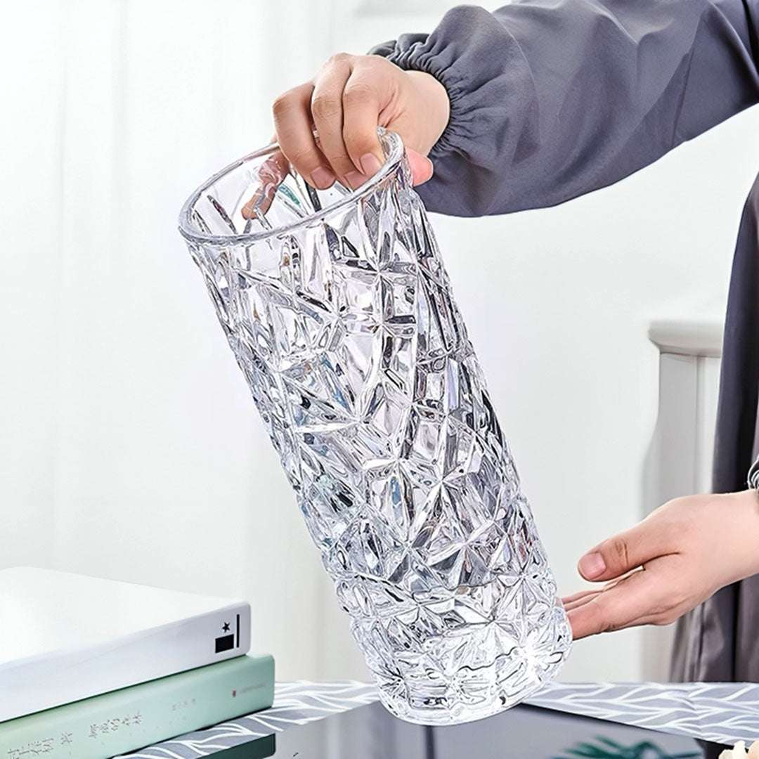 SOGA 30cm Sleek Clear Glass Vase Elegant Wide Crystal Design for Modern Home Décor