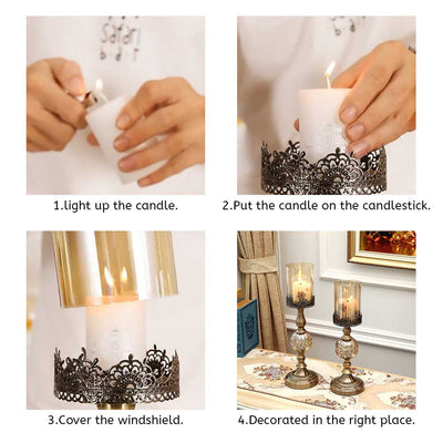 SOGA 2X 42cm Glass Candle Holder Candle Stand Glass/Metal