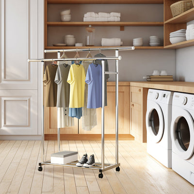 OGA 2X 120cm Stainless Steel Floor-Standing Clothes Rack - Durable and Space-Saving Laundry Organizer