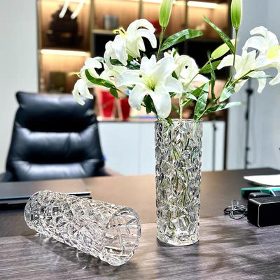 SOGA 30cm Sleek Clear Glass Vase Elegant Wide Crystal Design for Modern Home Décor