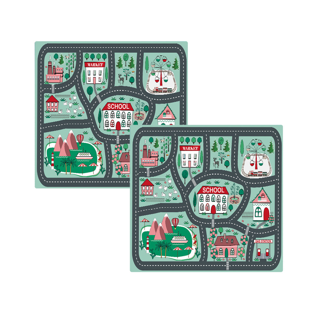 SOGA 2X 120cm Kids Rug Street Map Play Mat Educational Baby Theme Park Area Rugs