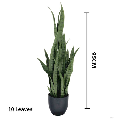 SOGA 4X 95cm Sansevieria Snake Artificial Plants with Black Plastic Planter Greenery, Home Office Decor