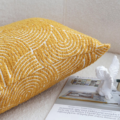 SOGA 2X 35cm Mustard Yellow Throw Pillow Geometric Indoor and Outdoor Corded for Home Decor