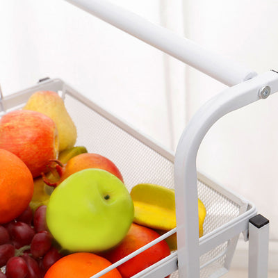 SOGA 3 Tier Steel White Adjustable Kitchen Cart Multi-Functional Shelves Storage Organizer with Wheels