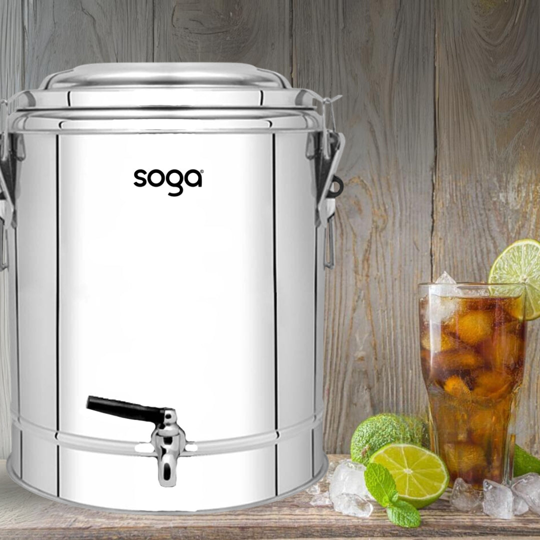 SOGA 40L Stainless Steel Insulated Stock Pot Hot & Cold Beverage Container
