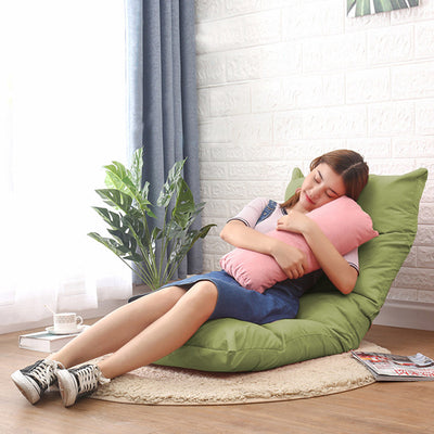 SOGA 2X Lounge Floor Recliner Adjustable Lazy Sofa Bed Folding Game Chair Yellow Green