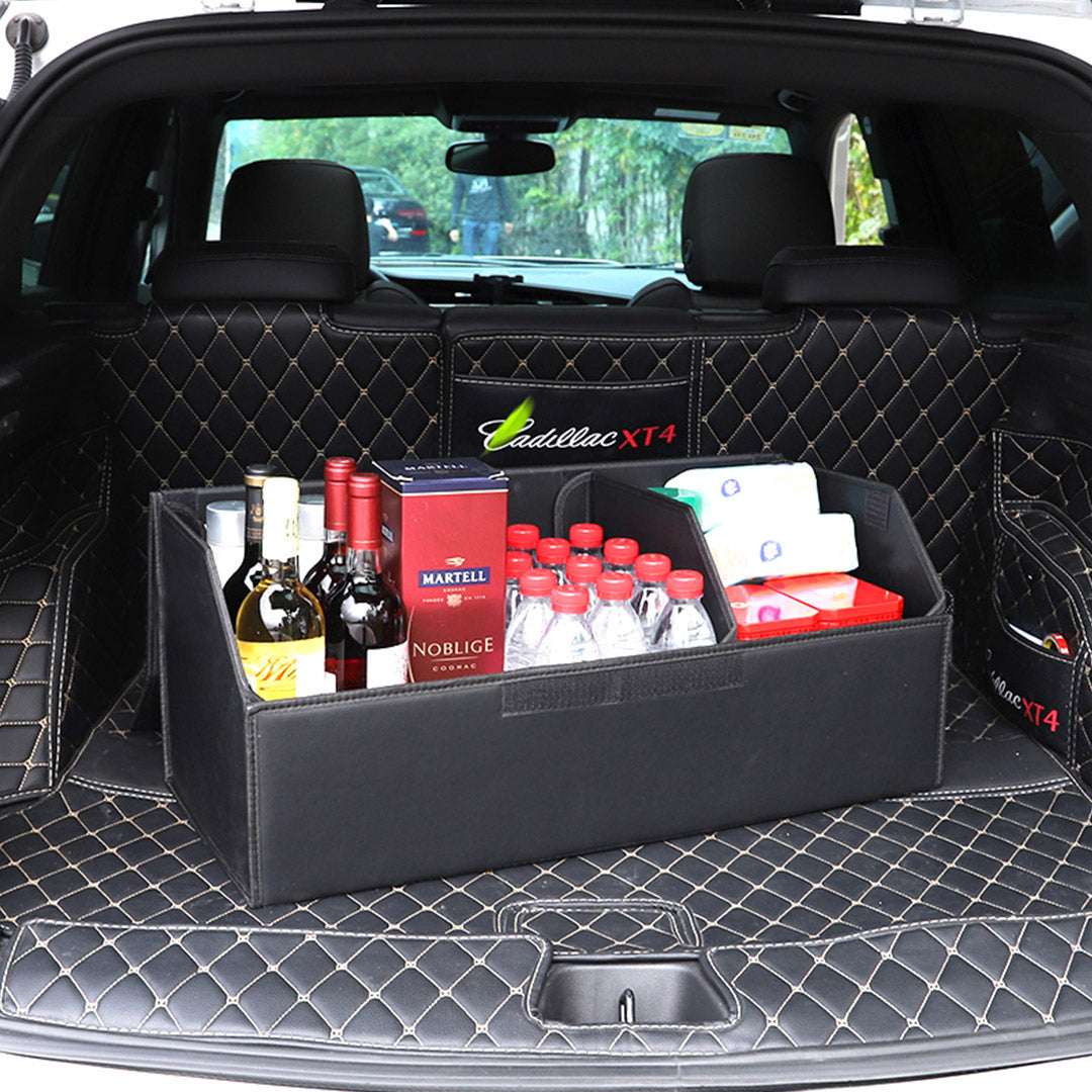 SOGA 4X Leather Car Boot Collapsible Foldable Trunk Cargo Organizer Portable Storage Box Black Large