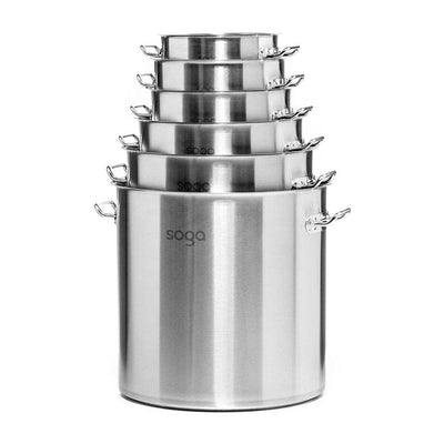 SOGA 9L Wide Stock Pot  and 33L Tall Top Grade Thick Stainless Steel Stockpot 18/10