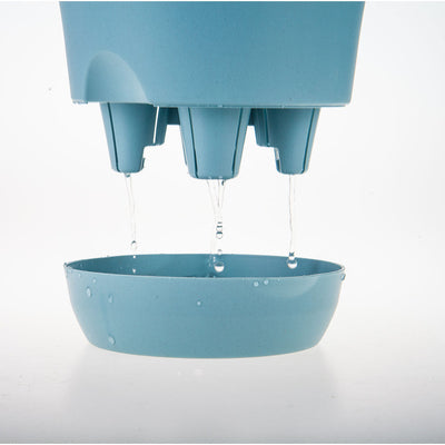 SOGA 19.5cm Blue Plastic Plant Pot Self Watering Planter Flower Bonsai Indoor Outdoor Garden Decor Set of 2