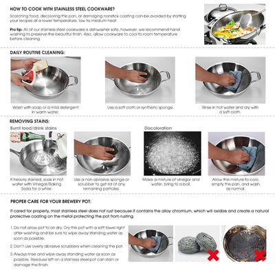 SOGA 9L Wide Stock Pot  and 33L Tall Top Grade Thick Stainless Steel Stockpot 18/10