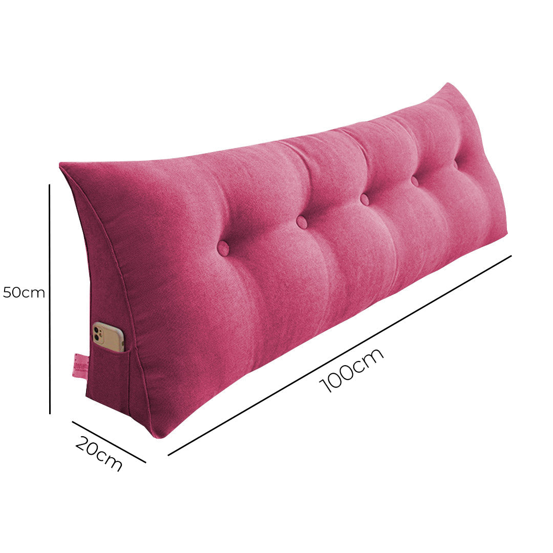 SOGA 2X 100cm Red Triangular Wedge Bed Pillow Headboard Backrest Bedside Tatami Cushion Home Decor