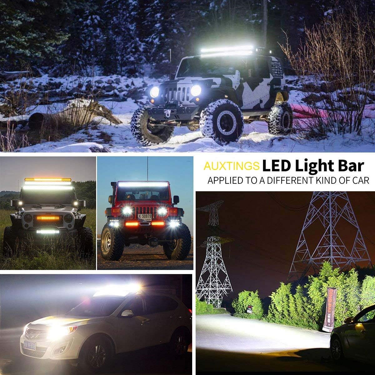 18 inch 252W Triple Row 7D Spot Flood Combo Beam LED Light Bar Waterproof LED Work Diving Lights for Off Road Jeep ATV AWD SUV 4WD 4x4 Pickup