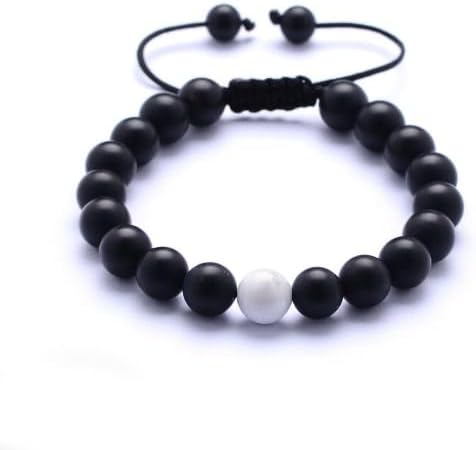 Couples Beaded Friendship Bracelets | Long Distance Love Bracelets for Men and Women | Couples Jewellery | Howlite Black Onyx Bracelet | Women's Jewellery | Matching His and Hers Bracelets | Mens Bracelets