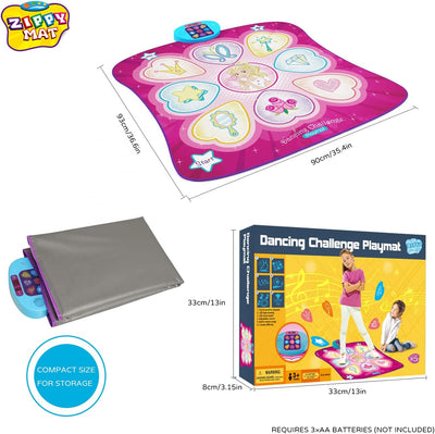 ZIPPY MAT Dance Mat, Kids Dancing Play Mat, Electronic Educational Toys for 3+ Years Old, Family Game with 4 Game Modes, AUX or Built-in Music, Adjustable Volume, Birthday Party Toys for Girls Boys