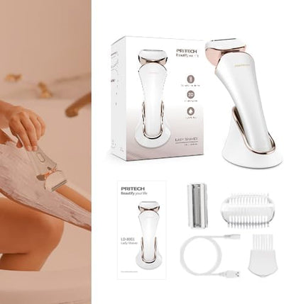 Electric Shaver for Women Lady Razor Bikini Trimmer Body Hair Removal for Legs and Armpits Painless Cordless Rechargeable Wet and Dry Purple and White