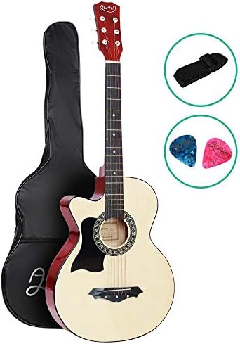 38 Inch Left Handed Guitar Wooden Acoustic Guitar Left Hand with Picks Strap Carry Bag