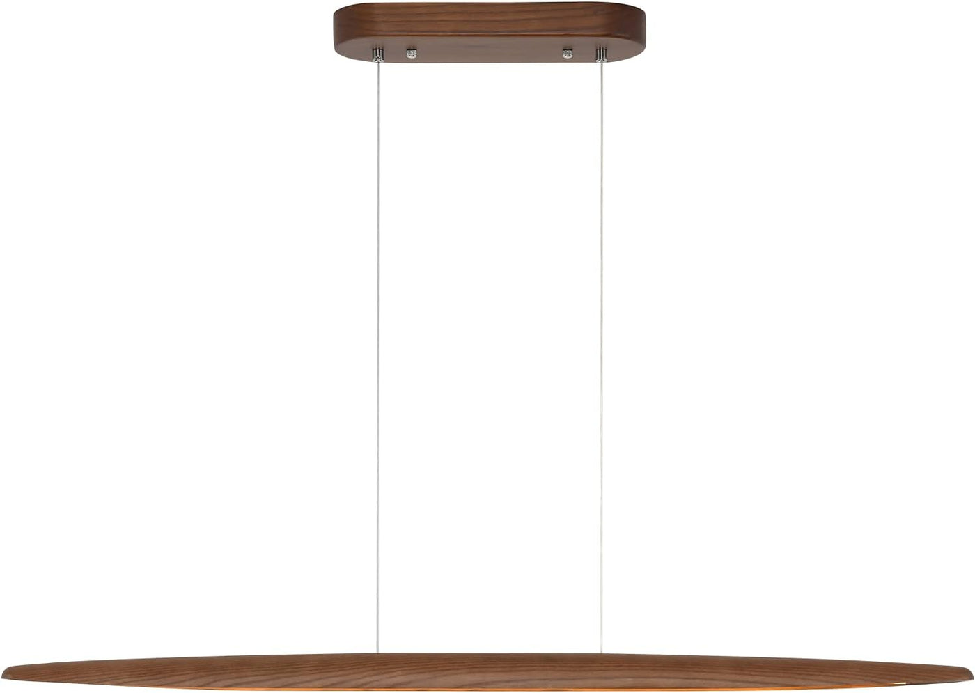 USOR Wood Linear Pendant Light LED Dimmable Chandelier Long Strip Ceiling Hanging Lamp Height Adjustable Dining Room Light for Kitchen Island Walnut Color