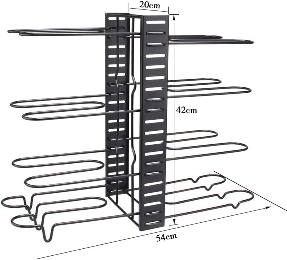 Pot Pan Organiser Rack For Cabinet, Pot Lid Organizer Pan Holder Rack with 3 DIY Methods, Cookware Rack for Kitchen Cupboard Pantry, Height and Position Adjustable, Stainless steel