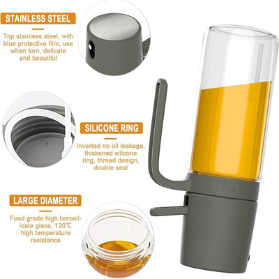 250ml Glass Oil Sprayer Bottle for Cooking – Olive Oil Mister for Air Fryer, BBQ, Baking & More (Dark Gray)