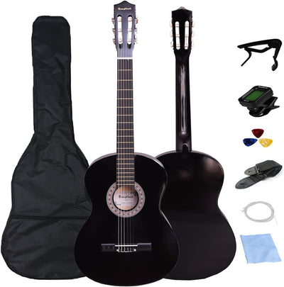 30 inch Classical Guitar Kits for Beginner Children's Wooden Guitar Adult Acoustic Guitar with Bag Capo Strap Picks Tuner 6 Nylon Strings