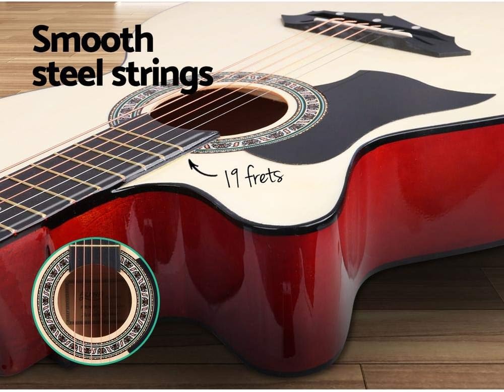 38 Inch Left Handed Guitar Wooden Acoustic Guitar Left Hand with Picks Strap Carry Bag