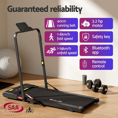 Everfit Walking Pad Under Desk Treadmill Electric Treadmills with 400mm Running Belt Exercise & Fitness Equipment Walking Running Jogging Machine with 14km/h Speed for Home Gym Training