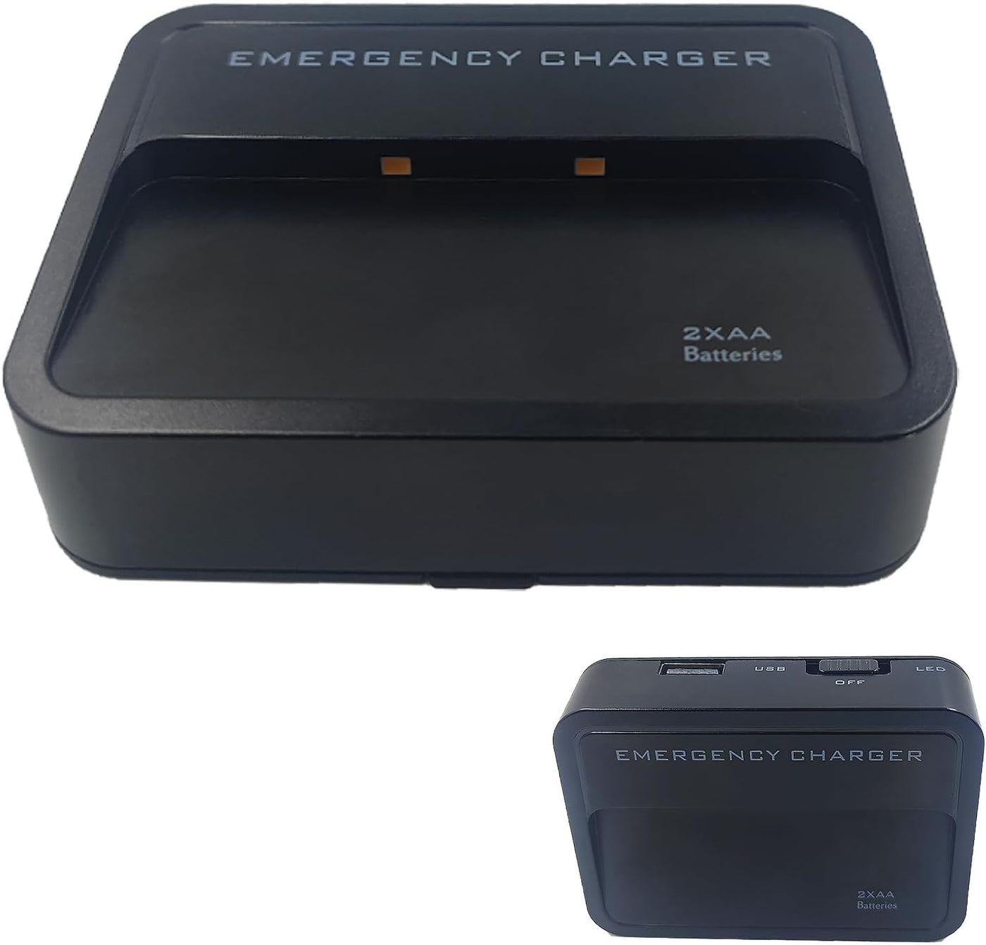 Battery Operated Phone Charger Emergency Hold on Wall USB Battery Powered Power Bank Portable 2 AA Batteries Powered Outlet (White)