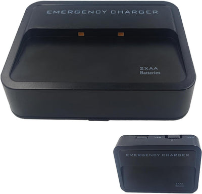 Battery Operated Phone Charger Emergency Hold on Wall USB Battery Powered Power Bank Portable 2 AA Batteries Powered Outlet (White)
