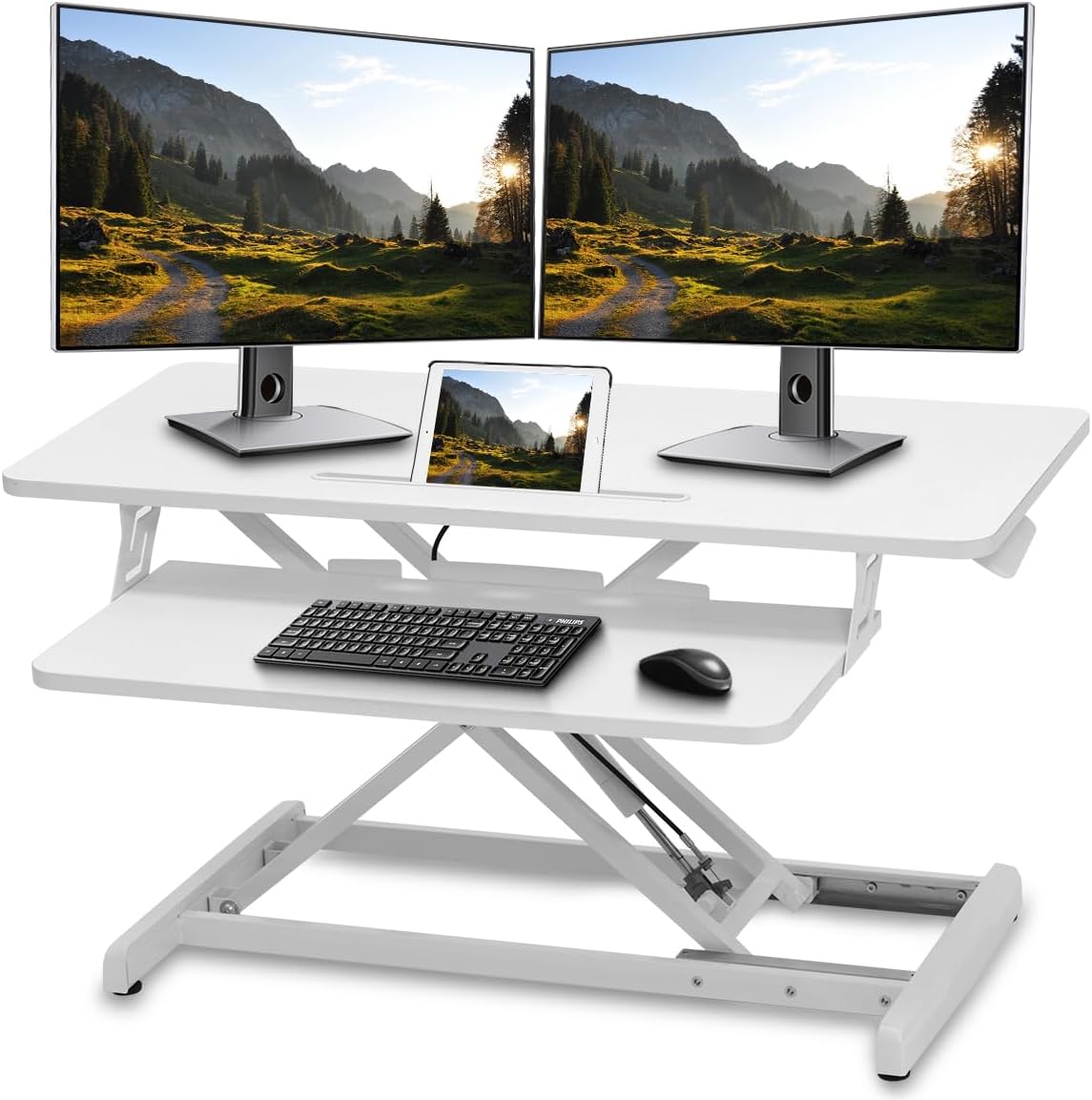 Altus Stand-Up Desk Converter 880mm Sit-to-Stand Tabletop Riser Workstation Black